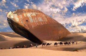 Exxon Ship in Desert