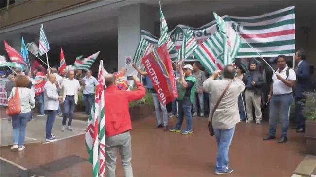 Italian power firm workers go on strike in Rome