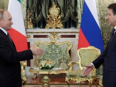 The Stone Guest at the table with Italy and Russia, by Manlio Dinucci
