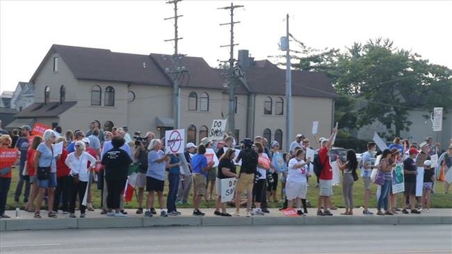 Hundreds protest President Trump’s visit to Dayton, Ohio